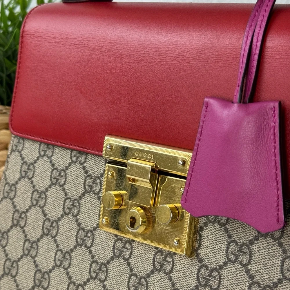 Gucci Padlock GG Coated Canvas And Leather Top Handle Bag